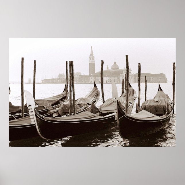 Sepia Gondolas Poster (Vorne)