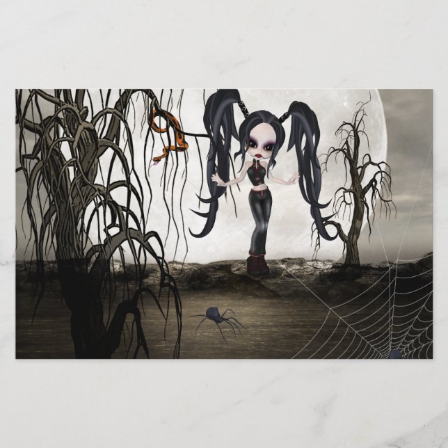Sepia Goth Girl Briefpapier (Vorderseite)