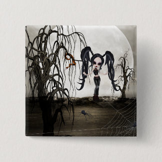 Sepia Goth Girl Button