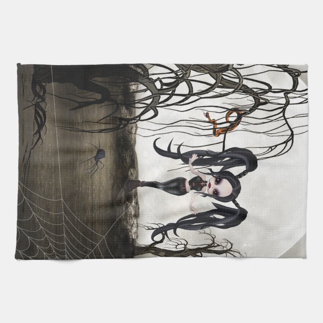 Sepia Goth Girl Handtuch (Horizontal)