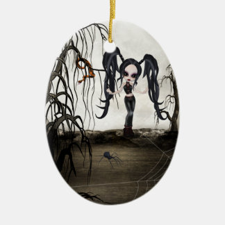 Sepia Goth Girl Keramikornament