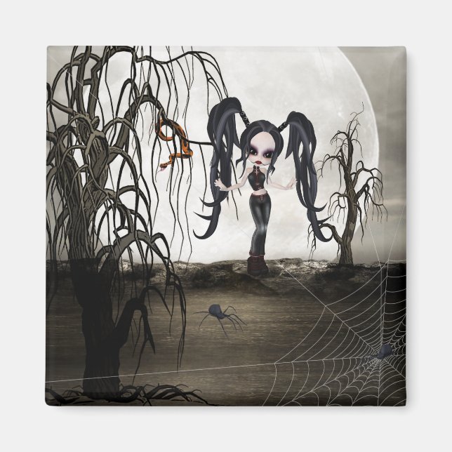 Sepia Goth Girl Magnet (Vorne)