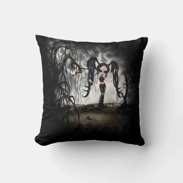 Sepia Goth Girl Vignette Kissen (Vorderseite)