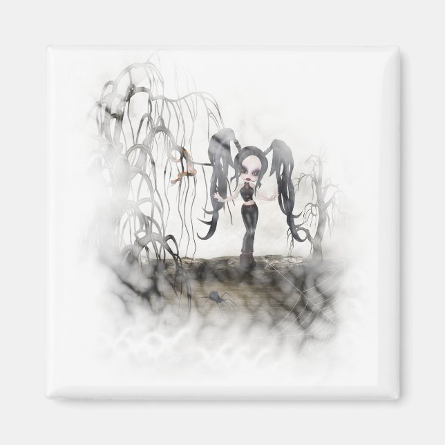 Sepia Goth Girl Vignette Magnet (Vorne)