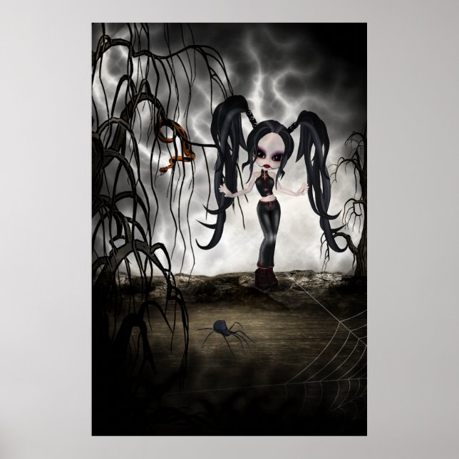 Sepia Goth Girl Vignette Poster (Vorne)