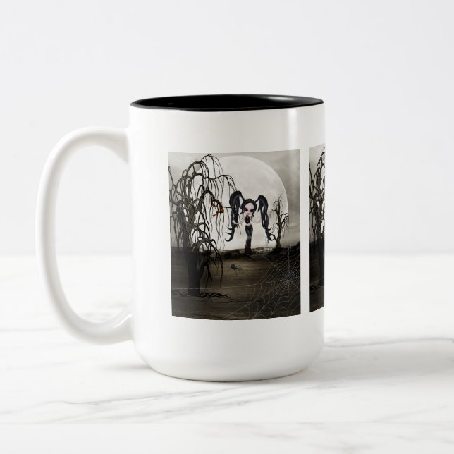 Sepia Goth Girl Zweifarbige Tasse (Links)