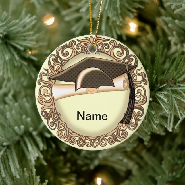Sepia Graduation Cap Custom Ornament (Baum)