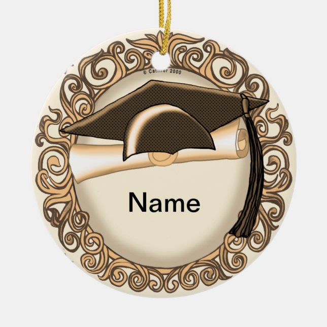 Sepia Graduation Cap Custom Ornament (Vorne)