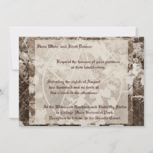 Sepia Grapevine Wedding/Handfasting Pentagramm Sui Einladung