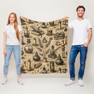 Sepia-Hexenkunst-Alchemie-Bücher-Trank Vintage Fleecedecke