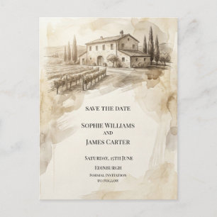 Sepia Highland Estate Save The Date Postkarte