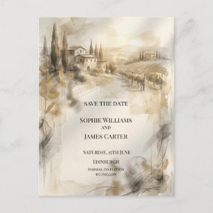 Sepia Highland Manor Save The Date Postkarte