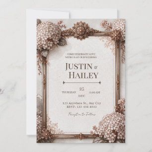 Sepia Hortensie Bronze Hochzeit Einladung