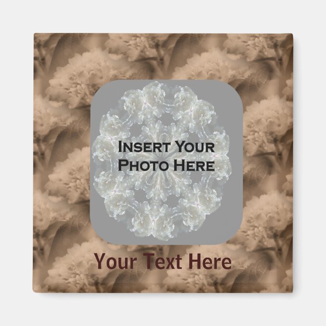 Sepia Hydrangea Blume Foto Magnet (Vorne)