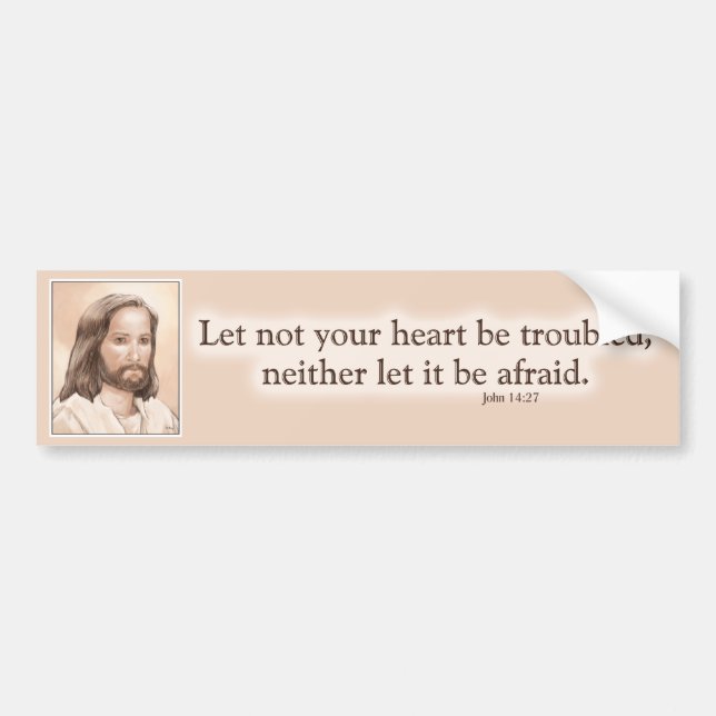 Sepia-Jesus-Kunst-Bibel-Zitat - John-14:27 Autoaufkleber (Vorne)