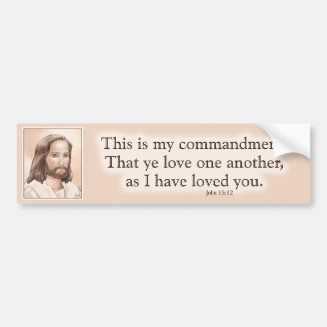 Sepia-Jesus-Kunst-Bibel-Zitat - John-15:12 Autoaufkleber (Vorne)