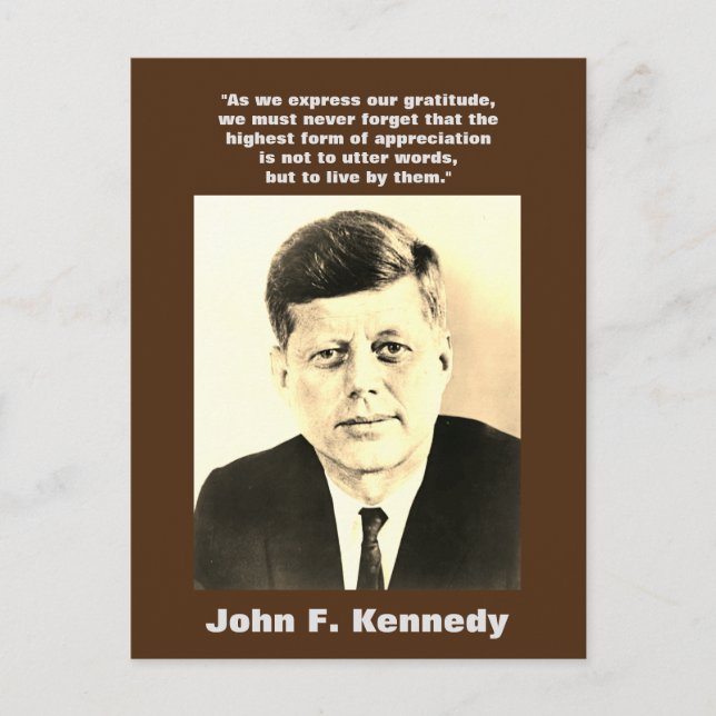 Sepia JFK John F. Kennedy Quote Motivierend Postkarte (Vorderseite)