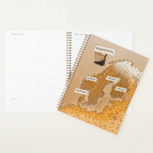 Sepia-Karte Skandinaviens Planer