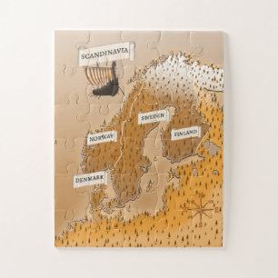 Sepia-Karte von Skandinavien