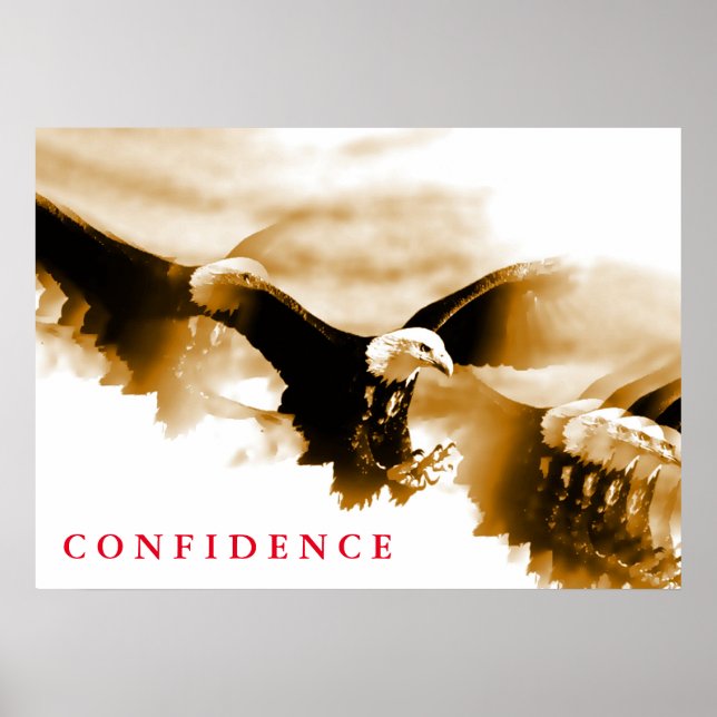Sepia Landing Eagle Motivierend Vertrauen Poster (Vorne)
