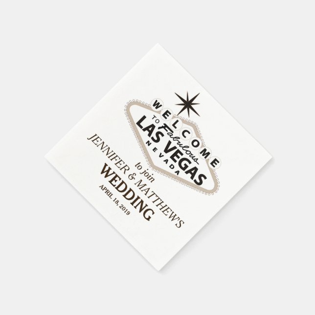 Sepia Las Vegas Begrüßung Personalisierte Hochzeit Serviette (Ecke)