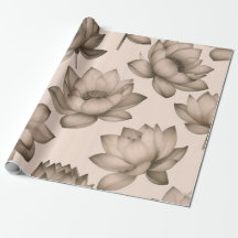 Sepia Lotus Wrapping Paper