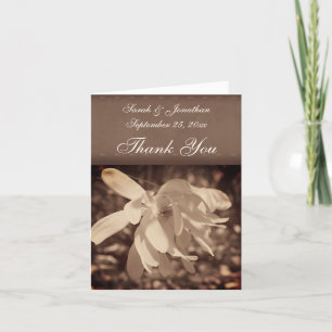 Sepia Magnolia Floral Mariage Carte de remerciemen