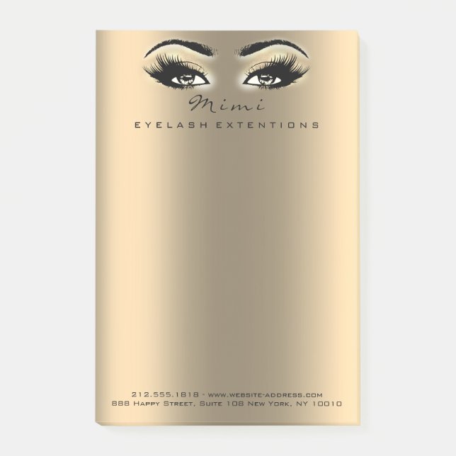 Sepia Metallic Makeup Name Web Telefonnummer Post-it Klebezettel (Vorderseite)