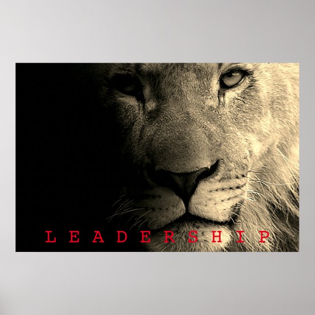 Sepia Motivierend Leadership King Lion Poster (Vorne)