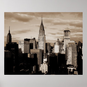 Sepia New York City Ink Poster croquis