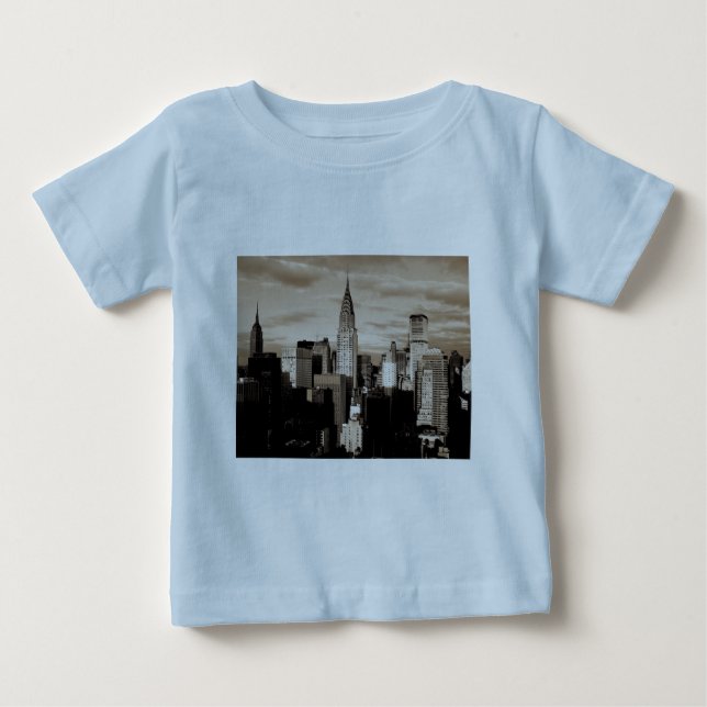 Sepia New York City Ink Sketch Baby T-shirt (Vorderseite)