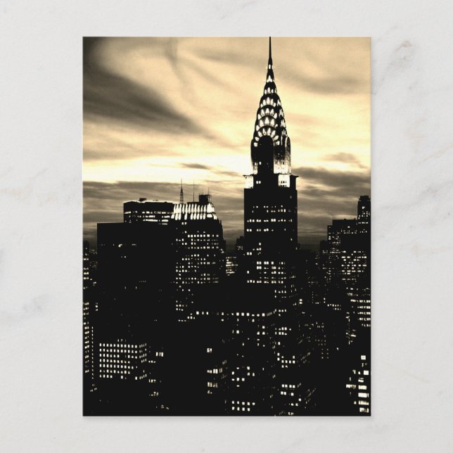 Sepia New York City Midtown Postkarte (Vorderseite)
