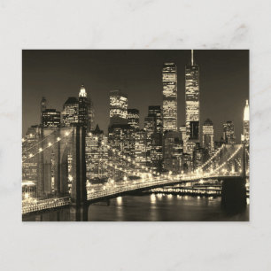 Sepia New York City Nacht Postkarte