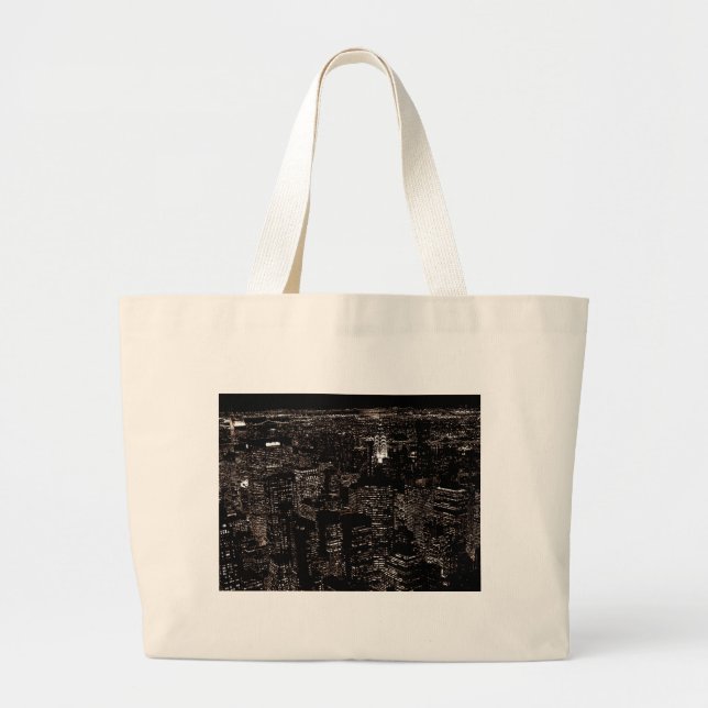 Sepia New York City Night Skyline Jumbo Stoffbeutel (Vorne)