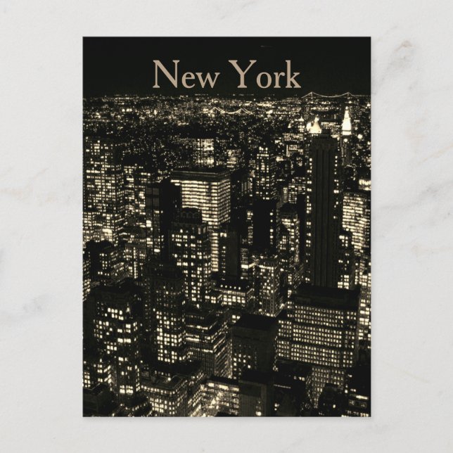 Sepia New York City Night Skyline Postkarte (Vorderseite)