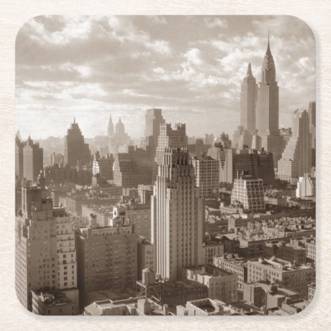 Sepia New York City Rechteckiger Pappuntersetzer (Vorderseite)