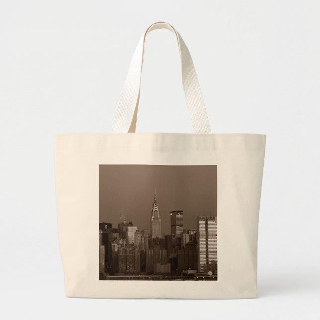 Sepia New York City Skyline Jumbo Stoffbeutel (Vorne)