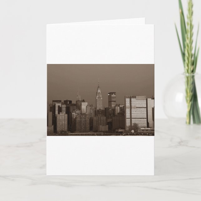 Sepia New York City Skyline Karte (Vorderseite)