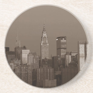 Sepia New York City Skyline Sandstein Untersetzer