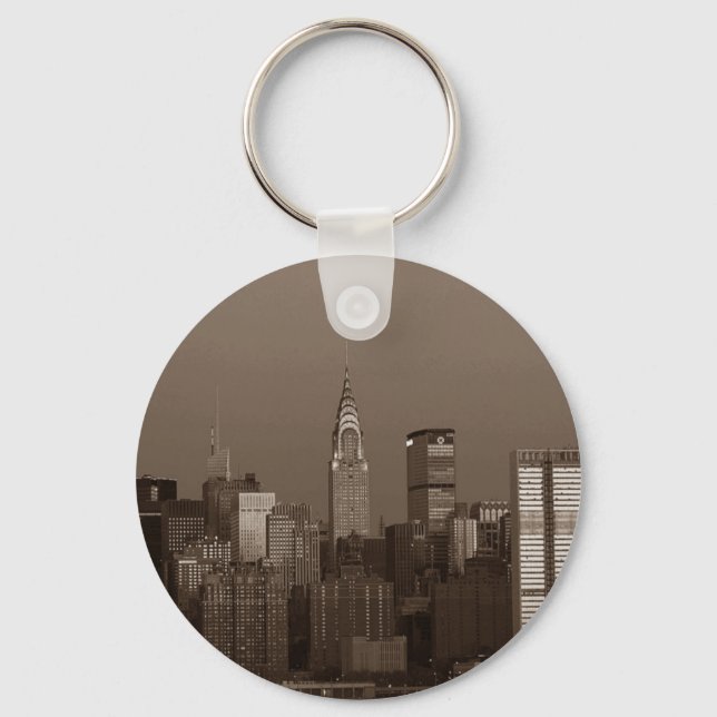 Sepia New York City Skyline Schlüsselanhänger (Vorderseite)