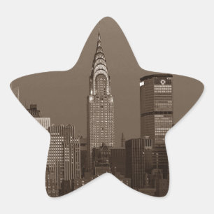 Sepia New York City Skyline Stern-Aufkleber