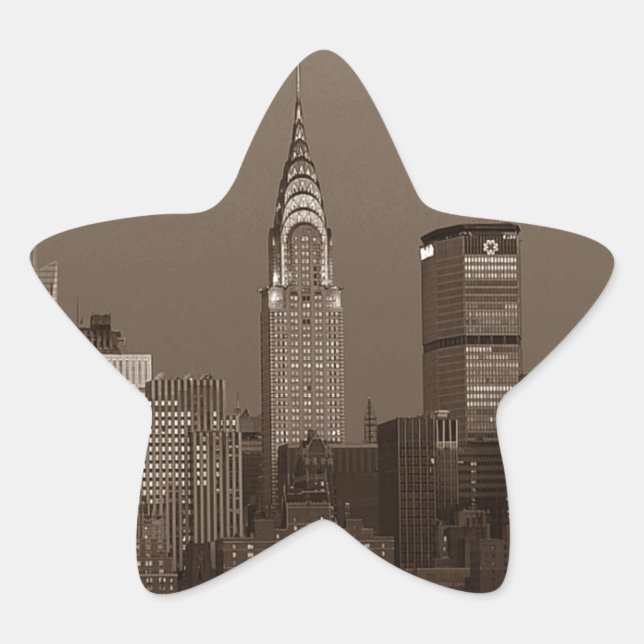 Sepia New York City Skyline Stern-Aufkleber (Vorderseite)