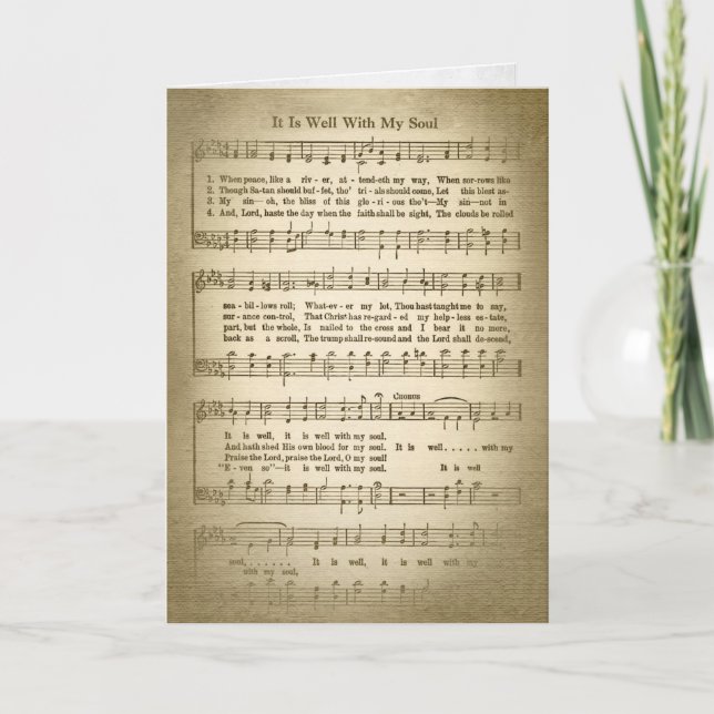 Sepia Old Hymne Music for Beileid Karte (Vorderseite)
