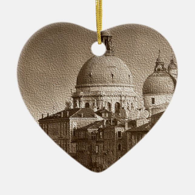 Sepia Paper Effect Venice Grand Canal Keramikornament (Vorne)