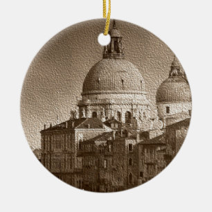 Sepia Paper Effect Venice Grand Canal Keramikornament