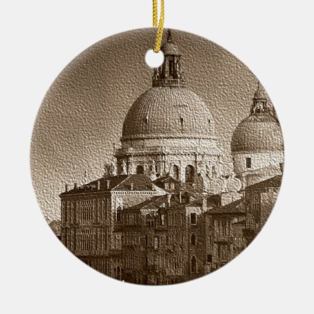 Sepia Paper Effect Venice Grand Canal Keramikornament (Vorne)