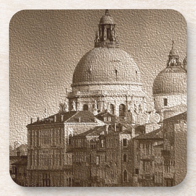 Sepia Paper Effect Venice Grand Canal Untersetzer (Vorderseite)
