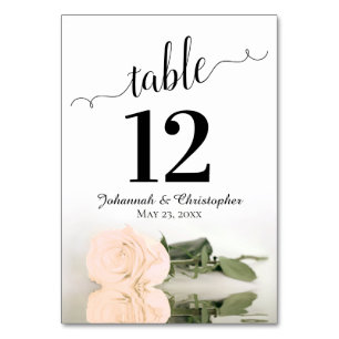 Sepia Peach Rose Elegante Hochzeit Tischnummer