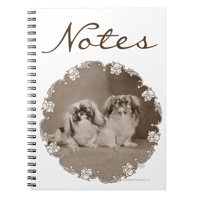 Sepia Pekingese Portrait Notizblock (Vorderseite)