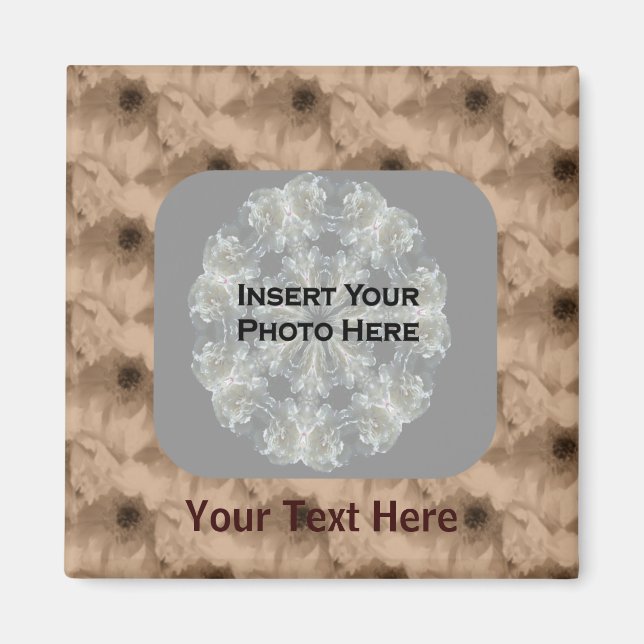 Sepia Peony Blume Foto Magnet (Vorne)